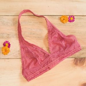 Mulberry Pink Aerie Halter Lace Bralette